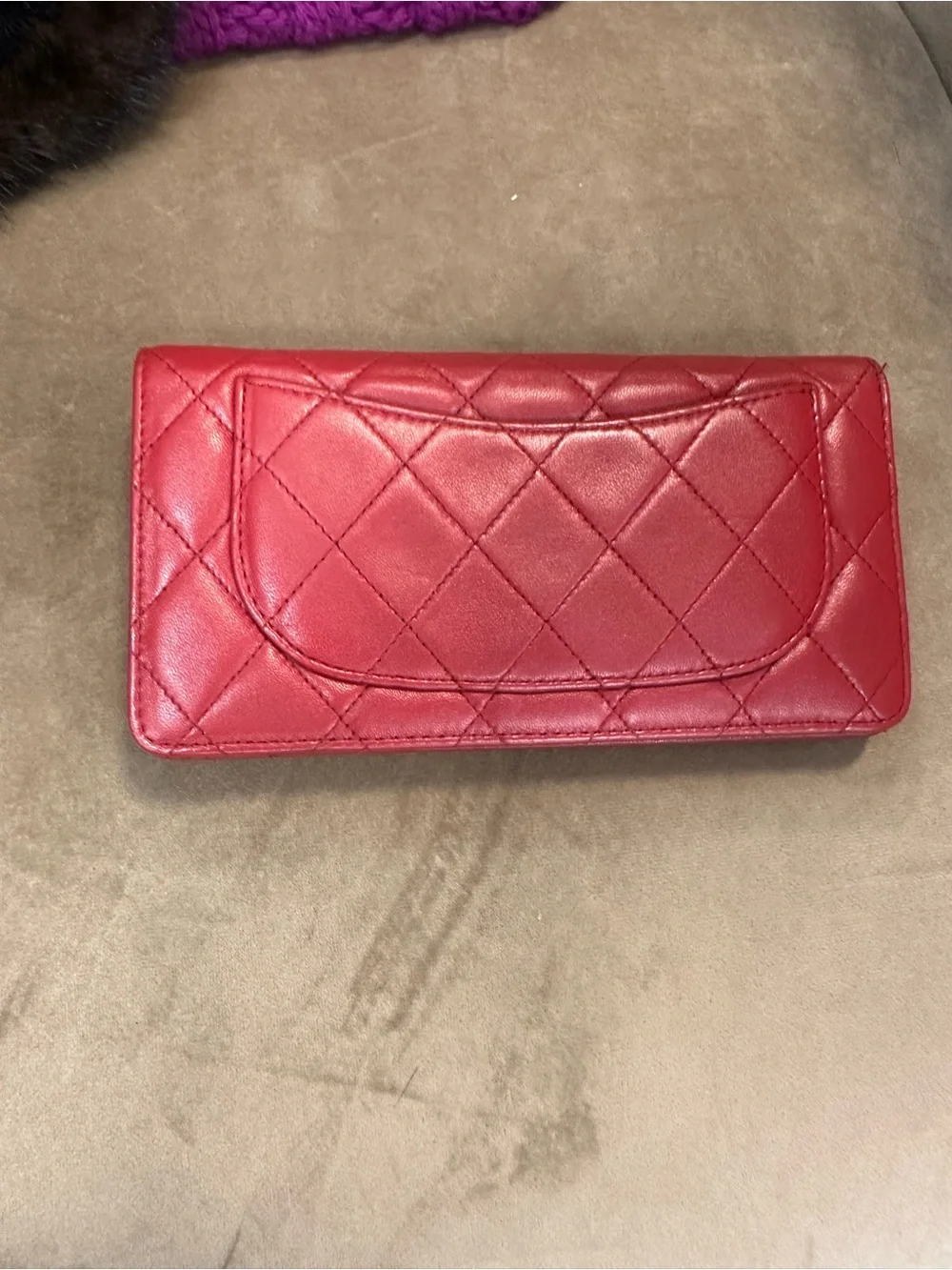 Chanel Quilted Red Leather Wallet